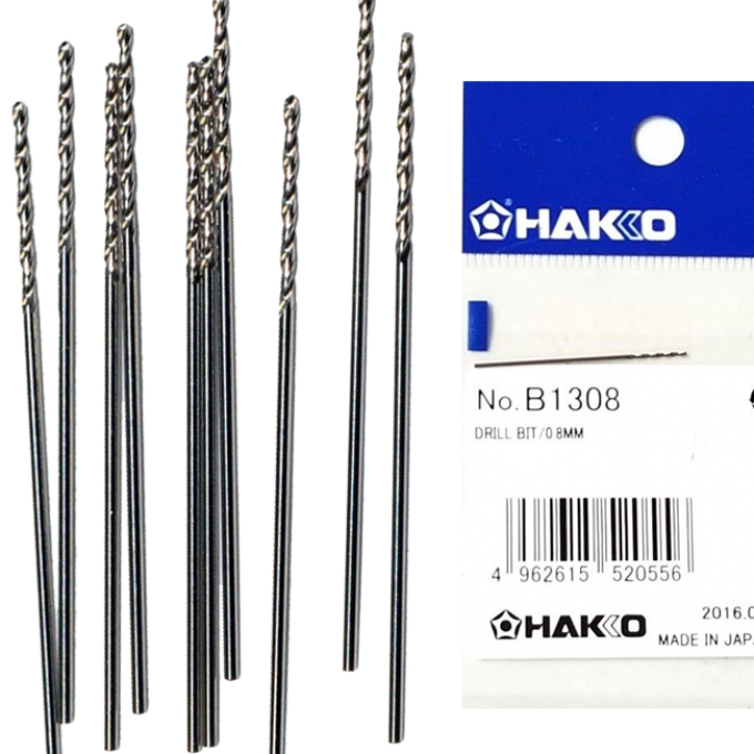 Дрель 0,8 мм HAKKO для FR-300/400 (10 шт. в комплекте) B1308 Дрель 0,8 мм HAKKO для FR-300/400 (10 шт. в комплекте) B1308