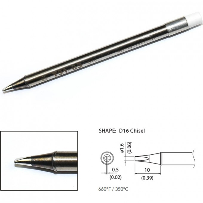 Наконечник HAKKO для станций FX-100 (350℃) T31-03D16 Наконечник HAKKO для станций FX-100 (350℃) T31-03D16