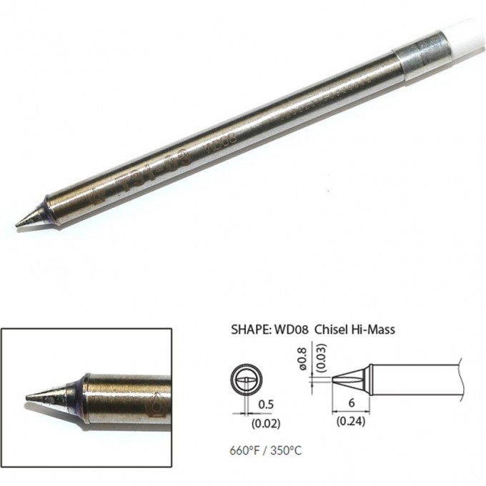 Наконечник HAKKO для станций FX-100 (350℃) T31-03WD08 Наконечник HAKKO для станций FX-100 (350℃) T31-03WD08