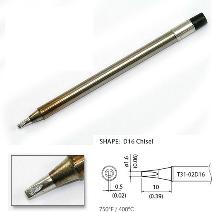 Наконечник HAKKO для станций FX-100 (400℃) T31-02D16 Наконечник HAKKO для станций FX-100 (400℃) T31-02D16