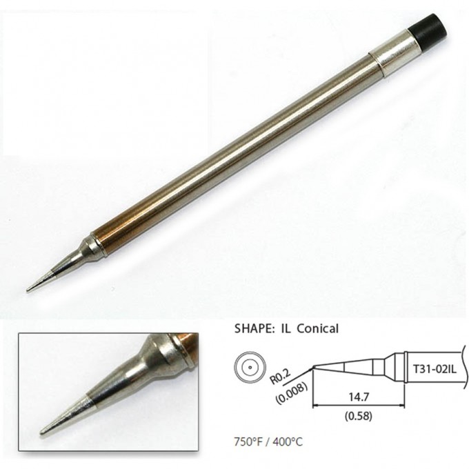 Наконечник HAKKO для станций FX-100 (400℃) T31-02IL Наконечник HAKKO для станций FX-100 (400℃) T31-02IL