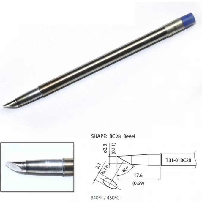 Наконечник HAKKO для станций FX-100 (450℃) T31-01BC28 Наконечник HAKKO для станций FX-100 (450℃) T31-01BC28