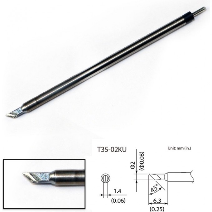 Сменный наконечник HAKKO (400℃) T35-02KU Сменный наконечник HAKKO (400℃) T35-02KU
